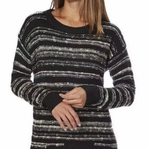 Calvin Klein Jeans Maroon & White Striped Crewneck Sweater